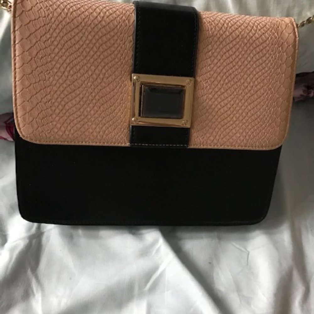 BEBE leather snake skin clutch crossbody